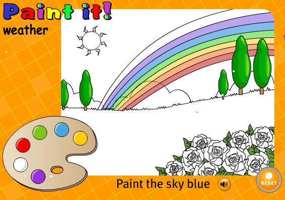 Игра для детей на английском "Paint the sky" (кликни, чтобы играть)