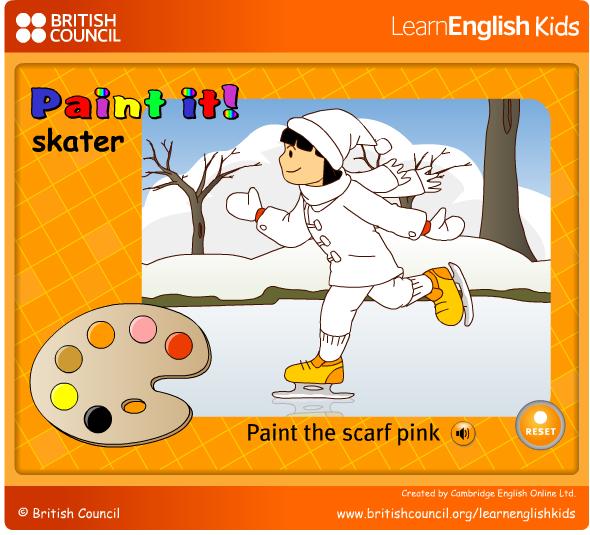 English4kids game: Paint winter clothes