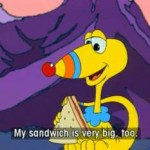 Gogo 36: My sandwich is very big, too.